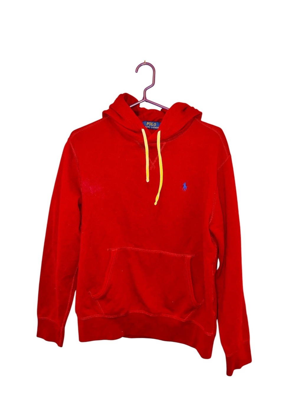Polo by Ralph Lauren Red Hoodie with Yellow Drawstrings Size M